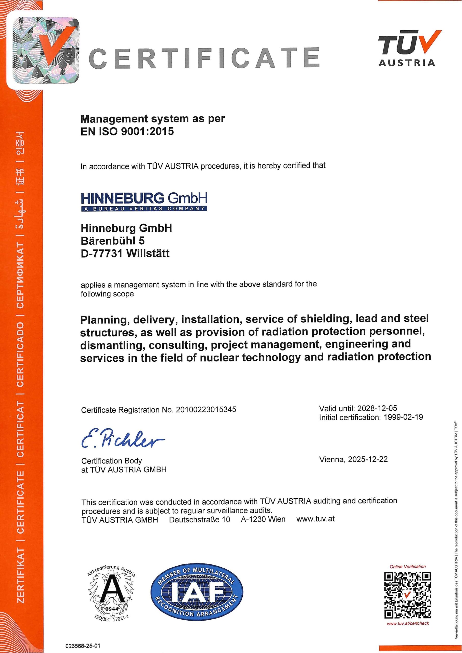 25 12 22 TUeV Austria ISO 9001 2025 en